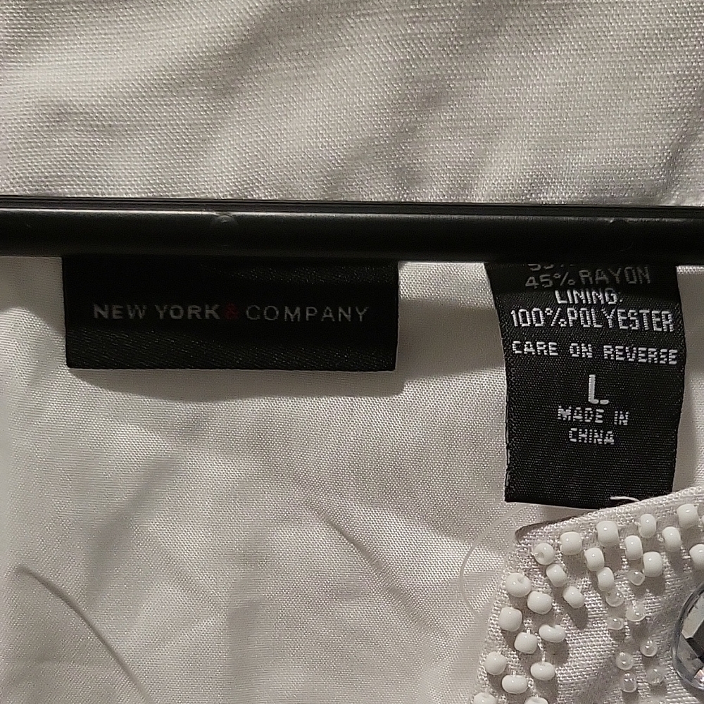 New York & Company Ivory Embellished Linen Dress - Picture 2 of 4